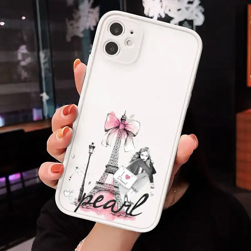 

Paris fashion girl art pattern luxury design Phone Case matte transparent For iphone 7 8 11 12 plus mini x xs xr pro max cover