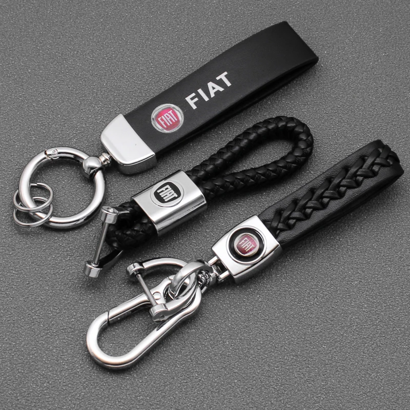 

3D Metal Leather Car Emblem Keychain Key Chain Rings For Fiat Panda Bravo Punto Croma 500 595 Tipo Decoration Auto Accessories