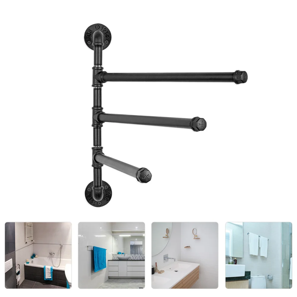 

Industrial Pipe 3-Bar Towel Rack Heavy Duty Swivel Towel Rack for Bathroom