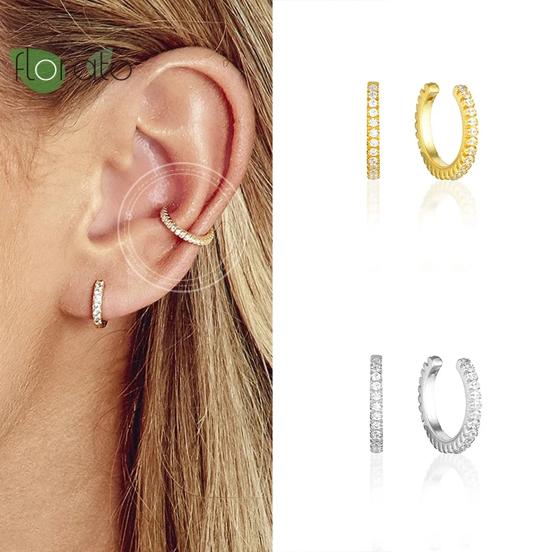 

1PC Clip-on Earrings Brass/24k Gold-Plated Zircon Simple C-Shaped False Pierced Ear Clip Female Charm Wedding Banquet Jewelry