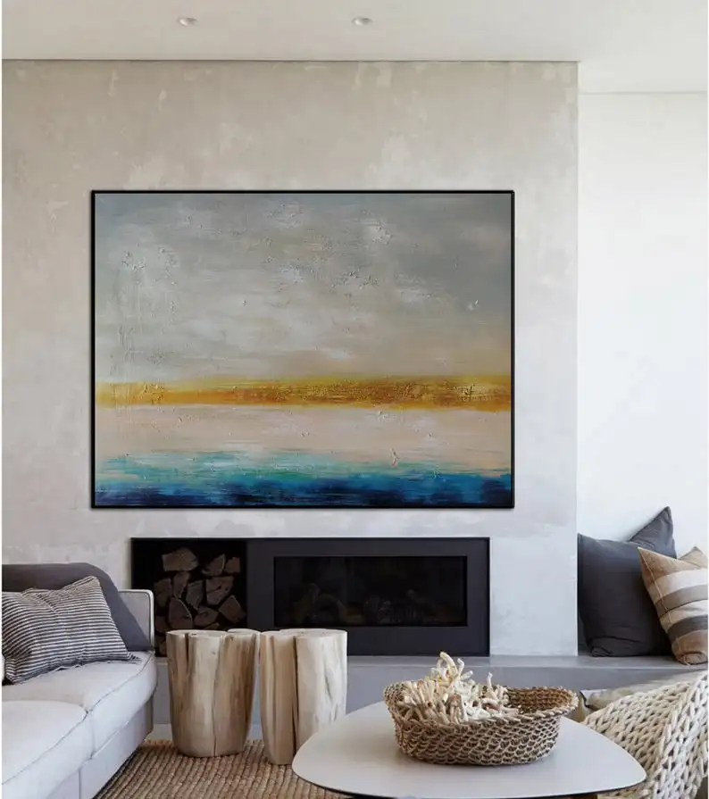 

Большая Абстрактная живопись на океане, картины на холсте, современная живопись, текстурированная оригинальная абстрактная живопись, наст...