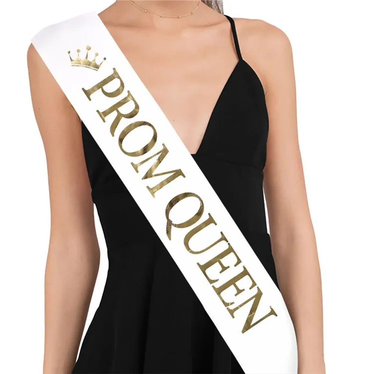 For men women Ribbons Sash Shoulder Strap Golden letters prom king queen Party Gifts Decor
