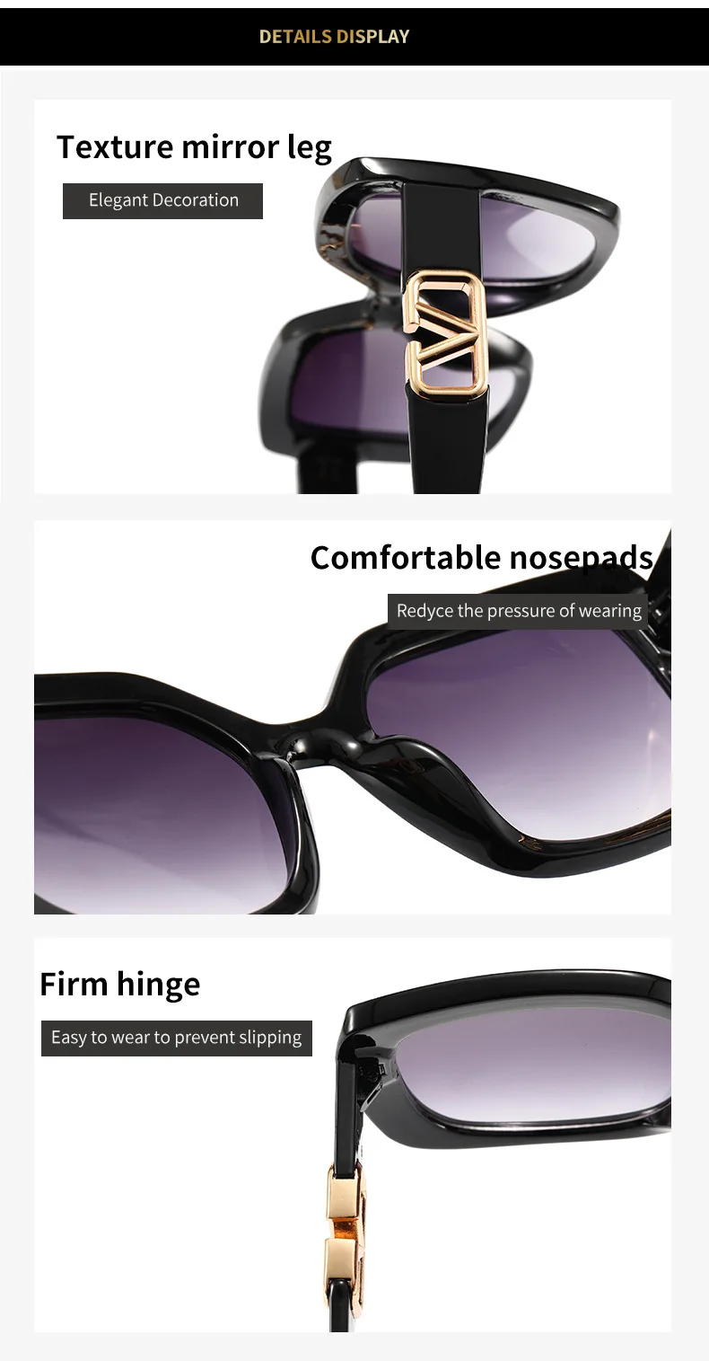 

2021 Large Frame Square Sunglasses Women Luxury Brand Designer Oversized Eyeglasses Vintage Gradient Lens Sun Glasses UV400