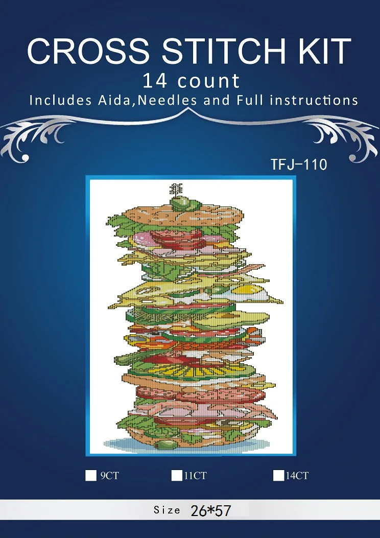 

new Embroidery Counted Cross Stitch Kits Needlework - Crafts 14 ct DMC DIY Arts Handmade Decor - food