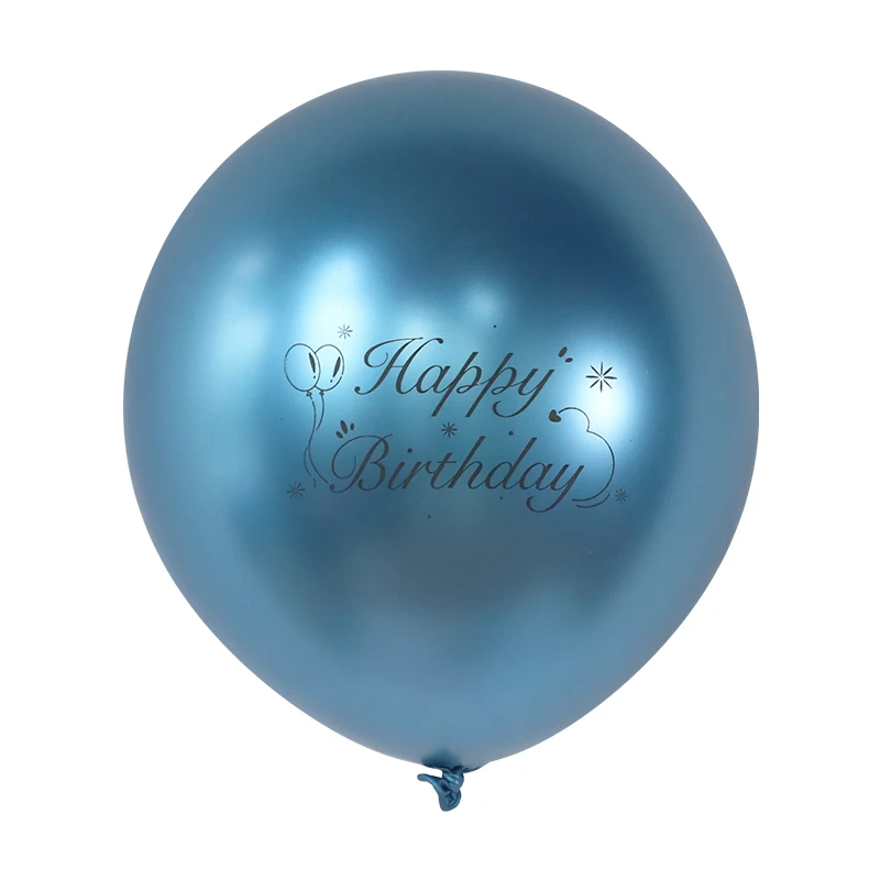 

10pcs 12inch Chrome Metallic Latex Balloons Happy Birthday Printed Pattern Ballon Helium Metal Globos Birthday Party Decorations