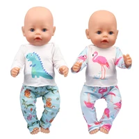 43cm doll clothes suit 17 inch new baby born outfits flamingo pattern girl birthday festival gifts american girl doll clothes