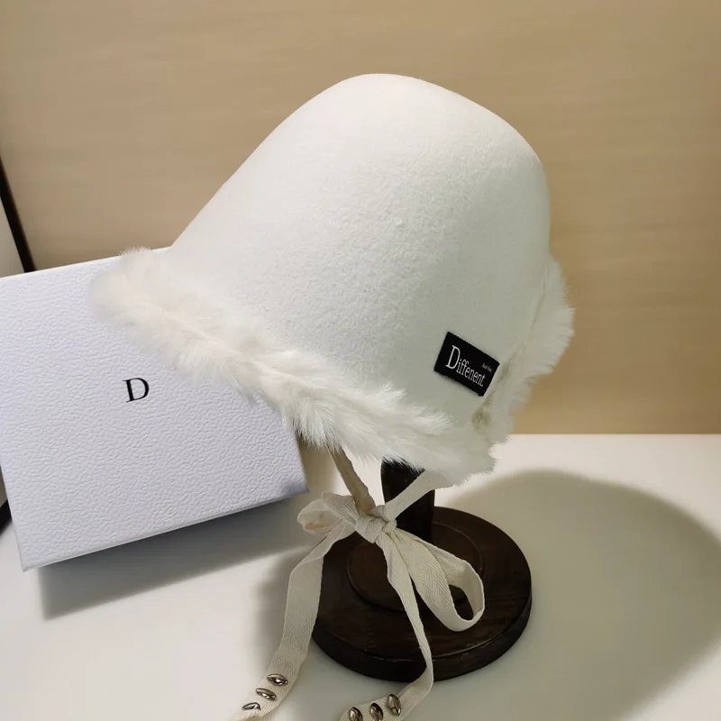 Женская фетровая шляпа Повседневная теплая плюшевая Панама с разрезом сзади