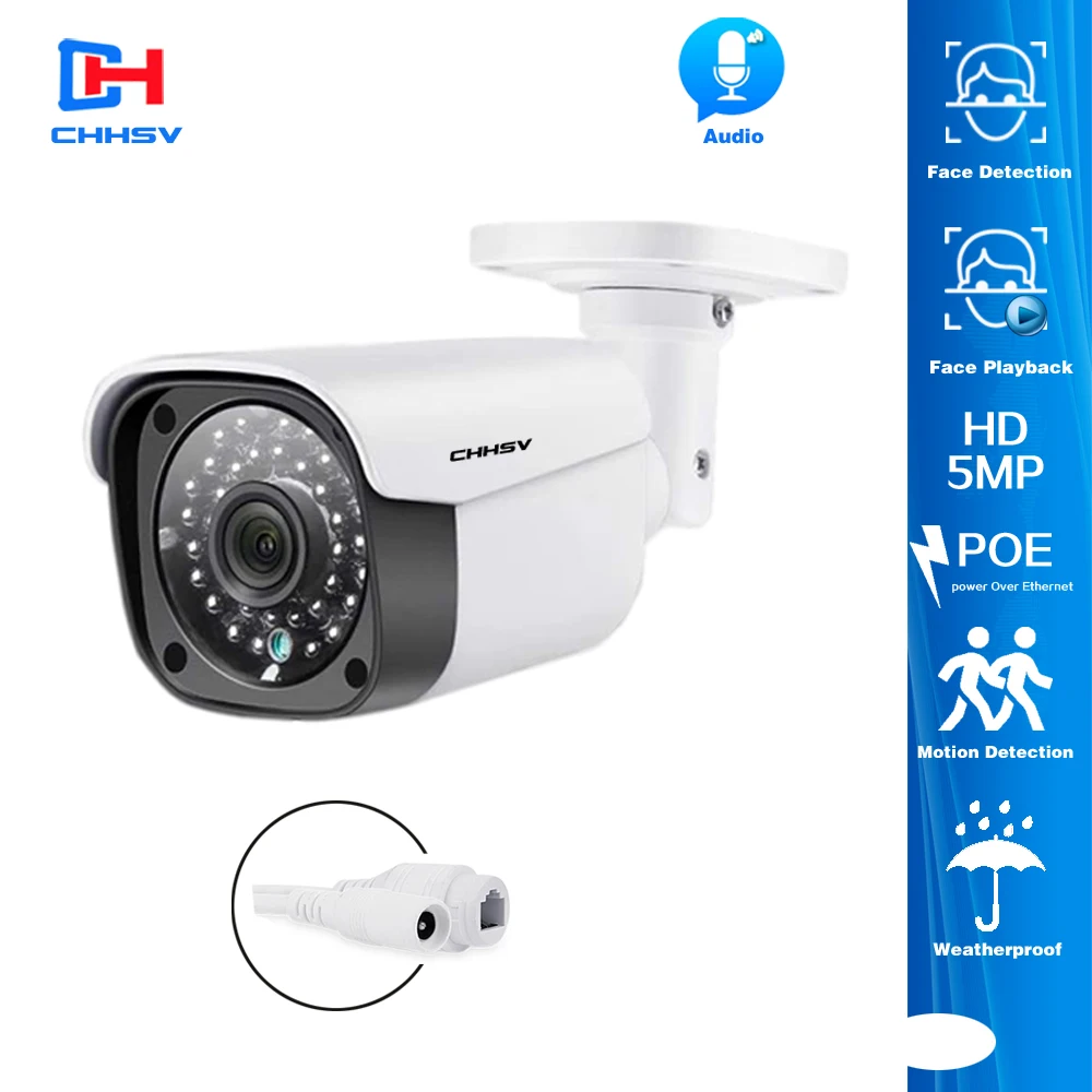 

Распознавание лиц Широкий формат 3,6 мм HD 5.0MP PoE сети видеонаблюдения пуля Камера уличная Водонепроницаемая ONVIF ИК-металлическая камера Чехол...