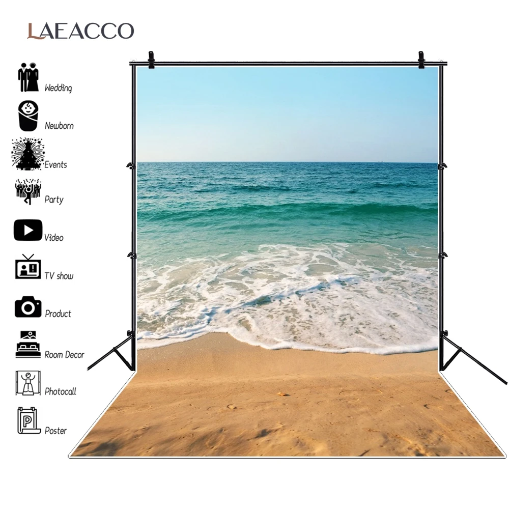 Laeacco тропические морские волны пляж песок летние праздники природная сцена