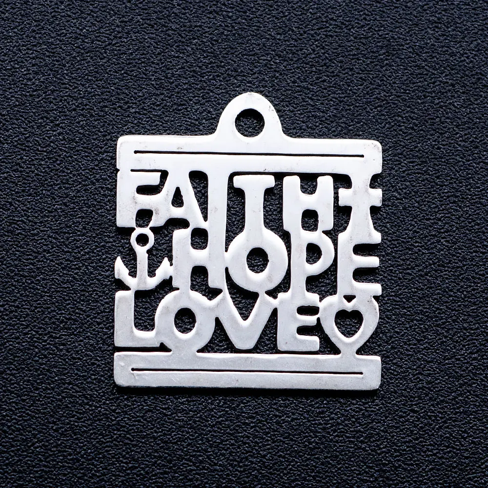 10 шт./лот ювелирные подвески Faith Hope Love DIY оптовая продажа 100% нержавеющая сталь Шарм