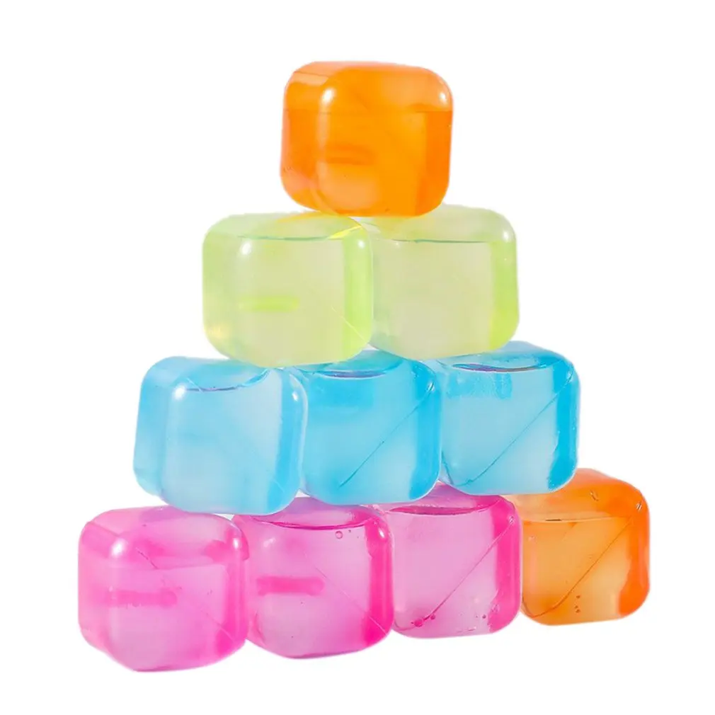 

Reusable Ice Cubes Colorful Chilling Squares Stones Filled With Pure Water Non Diluting Ice Cubes For Drinks Food Grade Material