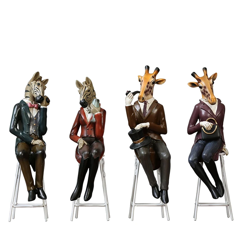 Абстрактная Зебра олень скульптура сидящая на скамейке модель для украшения