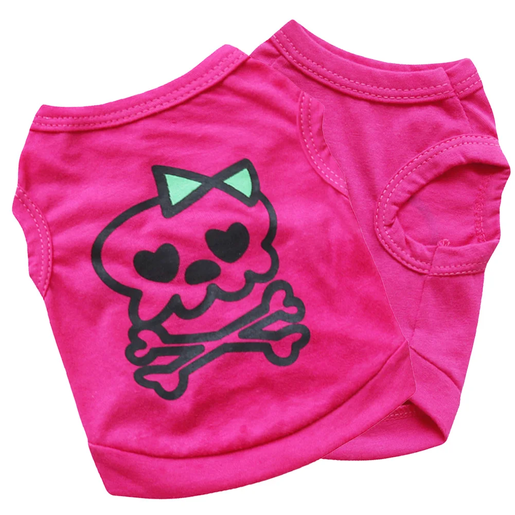 

Pet Supplies Summer New Good Quality Comfortable Breathable Print Bow Skull T-shirt Vest Shirt Short Sleeve Puppy Dog Clothes