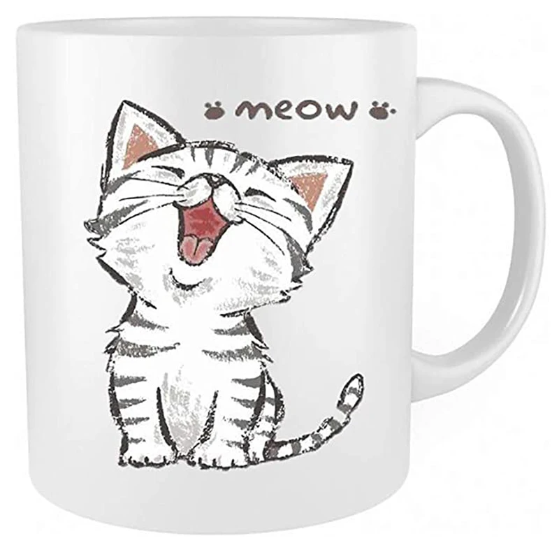 

Funny Cute Cat Mug - Great gift For Child, Men, Women, Lover with Good Mood Coffee Mug White Ceramic Mugs Birthday Surprise fo