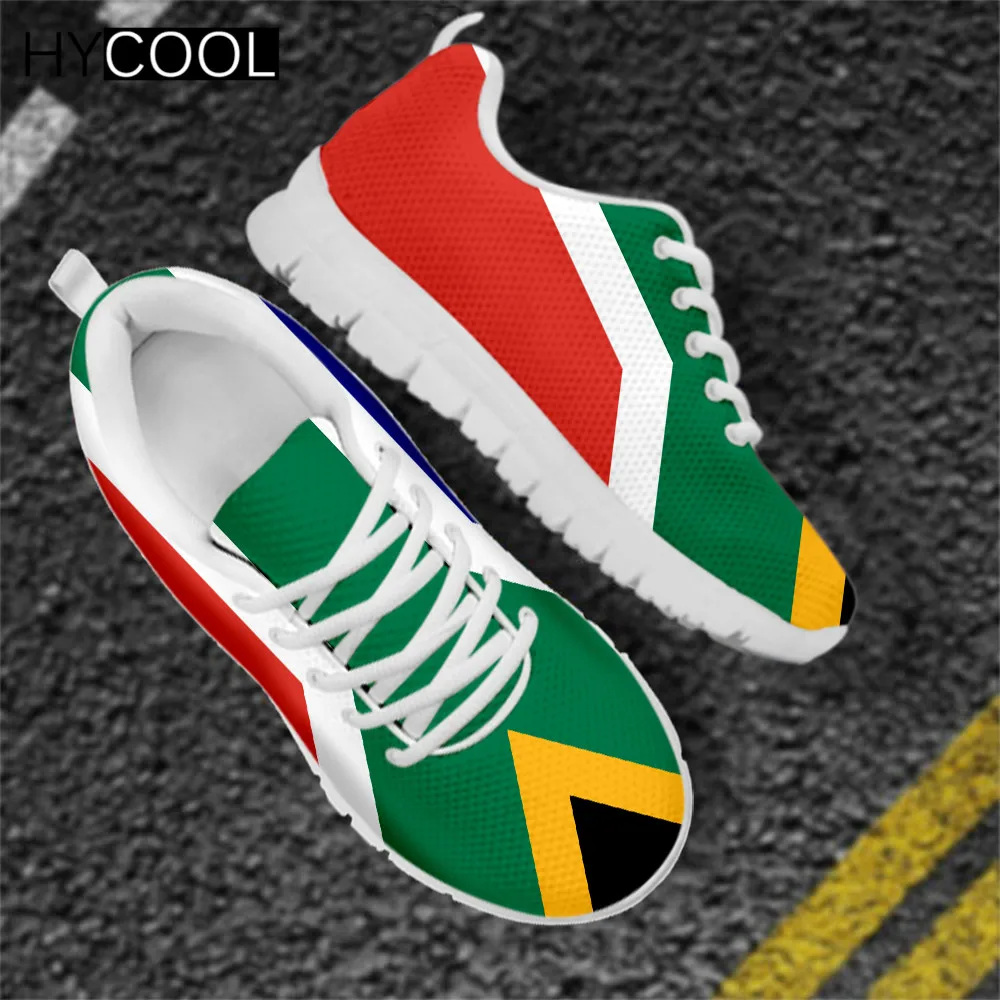 HYCOOL South Africa Flag Print Mesh Lace Up Running Shoes for Men Lady Comfort Gym Team Ball Sports Sneakers Zapatillas Hombre | Спорт и
