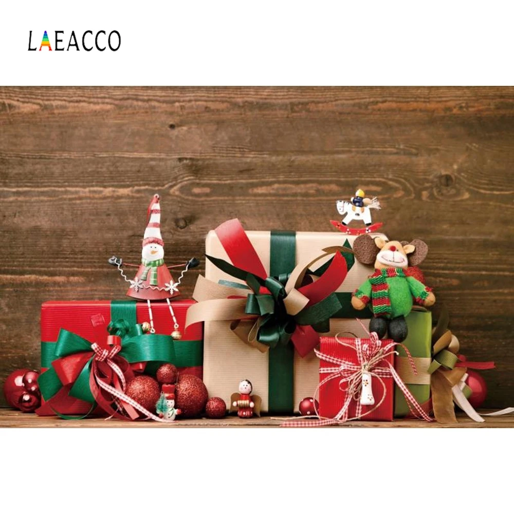 Рождественский Фотофон Laeacco с деревянной доской со звездочками и снегом свеча