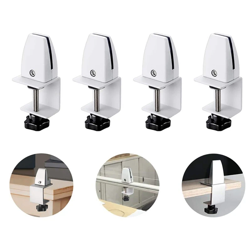 

4Pcs Partition Bracket Thickened Bezel Clip Edge Clamp Dual Direction Screen Clip Holder Divider Desk Support Holder