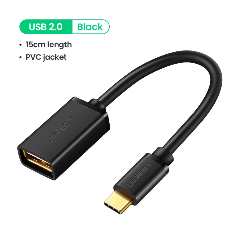Ugreen USB C к USB адаптер Тип C OTG USB кабель C штекер USB 3,0 A женский кабель адаптер для MacBook Pro samsung S9 USB-C OTG - Цвет: USB 2.0 PVC Black
