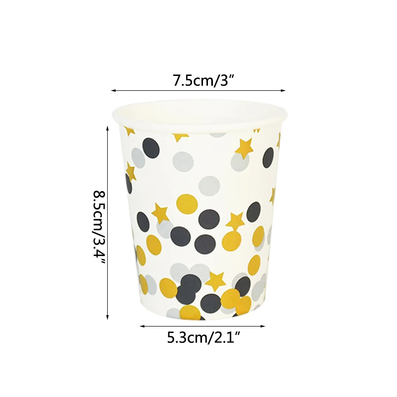 

10pcs Gold Stamping Dot Stripe Letter Printed Paper Cups Disposable Tableware Cups For Birthday Party Baby Shower Wedding Decor
