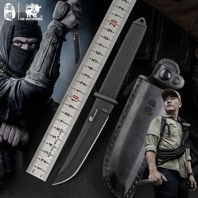 

HX OUTDOORS Black Warrior D-206 Fixed Knife High hardness tactical field military self-defense survival straight knife sharp