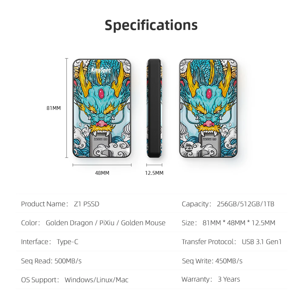 KingSpec внешний SSD жесткий диск hd usb 3 1 портативный 256B 512 ГБ ТБ hdd Type-c для бизнесмена |