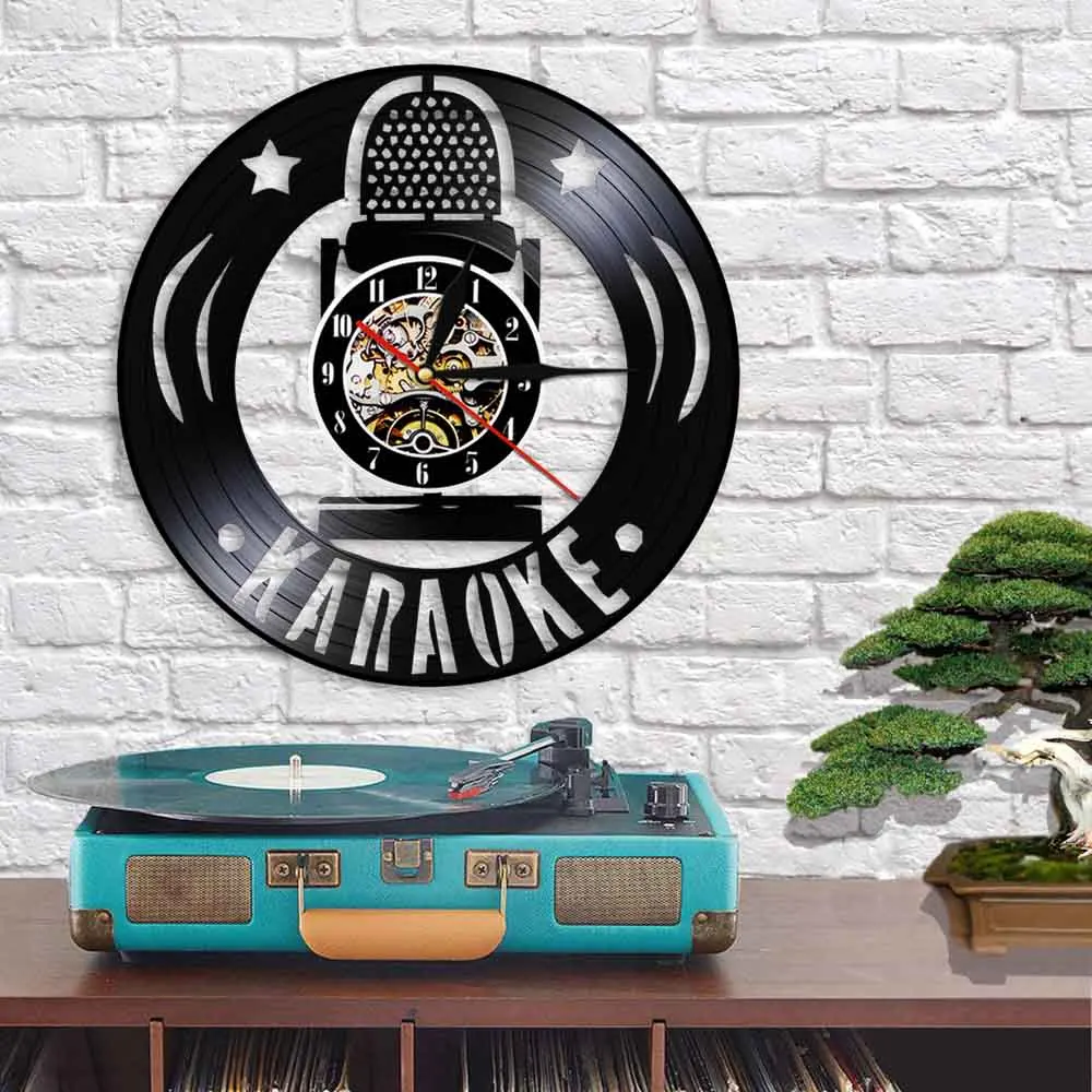 Настенные часы караоке кварцевые декоративные настенные с виниловой записью