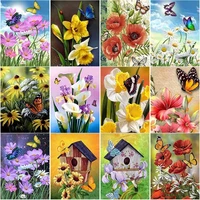 5d diy diamond painting butterfly cross stitch fresh flowers cattle diamond embroidery full square round drill home decor gift