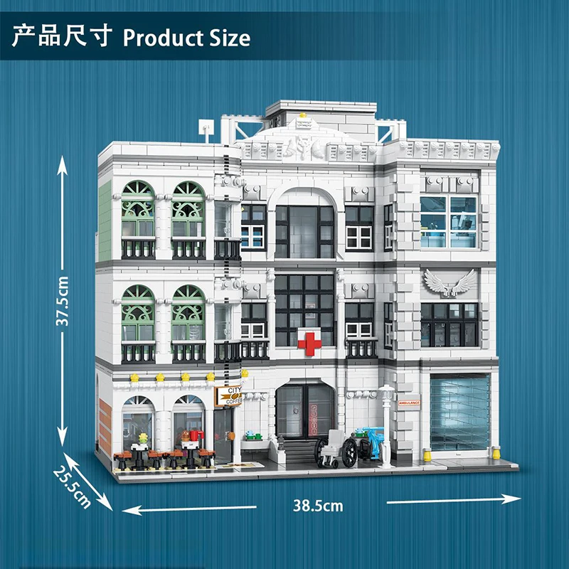 

New MOC Modular Building 10188 Hospital 4953pcs Compatible Modular City Blocks Bricks Educational Toy Gifts