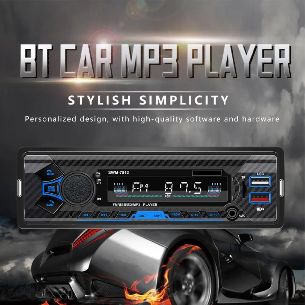 

Car MP3 Player Dual USB Quick Charging Card U Disk Reading Bluetooth Radio Player Hands-Free Player Car Audio for Vehicles