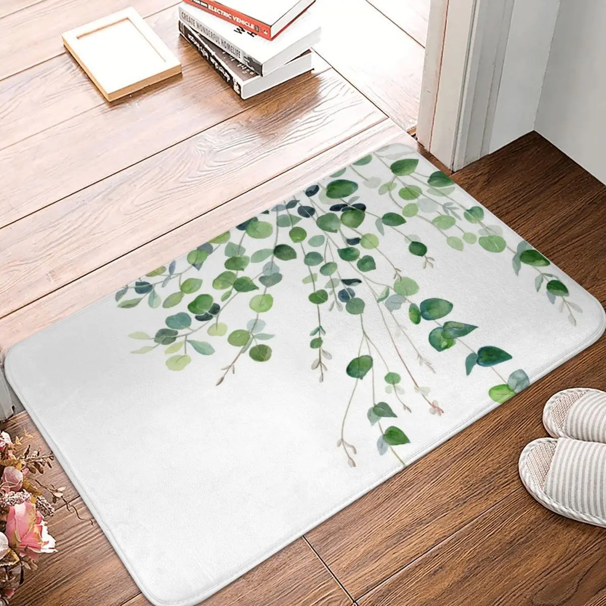 

Eucalyptus Watercolor Doormat Carpet Mat Rug Polyester Anti-slip Floor Decor Bath Bathroom Kitchen Bedroom 40x60