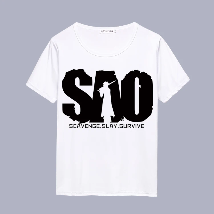 Футболка для косплея из м/ф Искусство меча онлайн летняя мультяшная футболка с