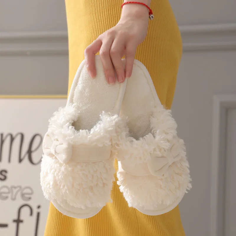 

Autumn Winter Cotton Slippers Fur Rabbit Home Warm Thick Bottom Indoor Ladies Shoes Flip Flops House Slippers Women Cute Fluffy
