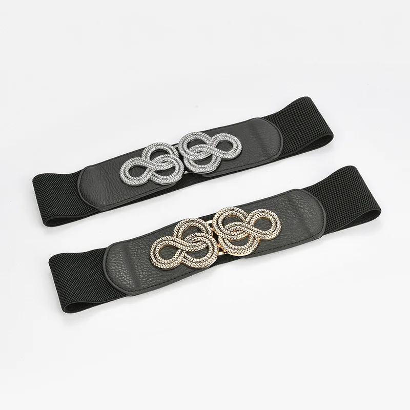 

Women's Wide Elastic Belt Gold Silver Luxury Fashion Waistband for Down Jacket and Evening Dress Decorative Belt YonbaoDY