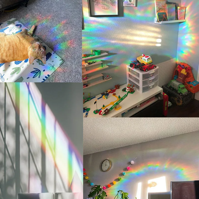 Радужная 3d-пленка для окон рефракционная зеркальная Настенная Наклейка Suncatcher