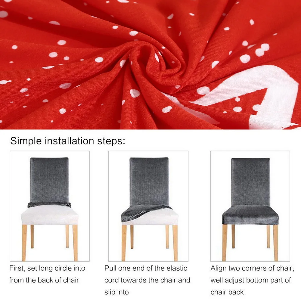 Рождественские печатные машинные моющиеся чехлы для сидений на стуле эластичные