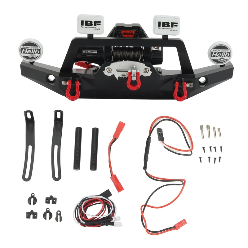

Metal Front Bumper with 3CH Winch Led Light for 1/10 RC Crawler Axial SCX10 90046 SCX10 III TRAXXAS TRX4 Upgrade Parts