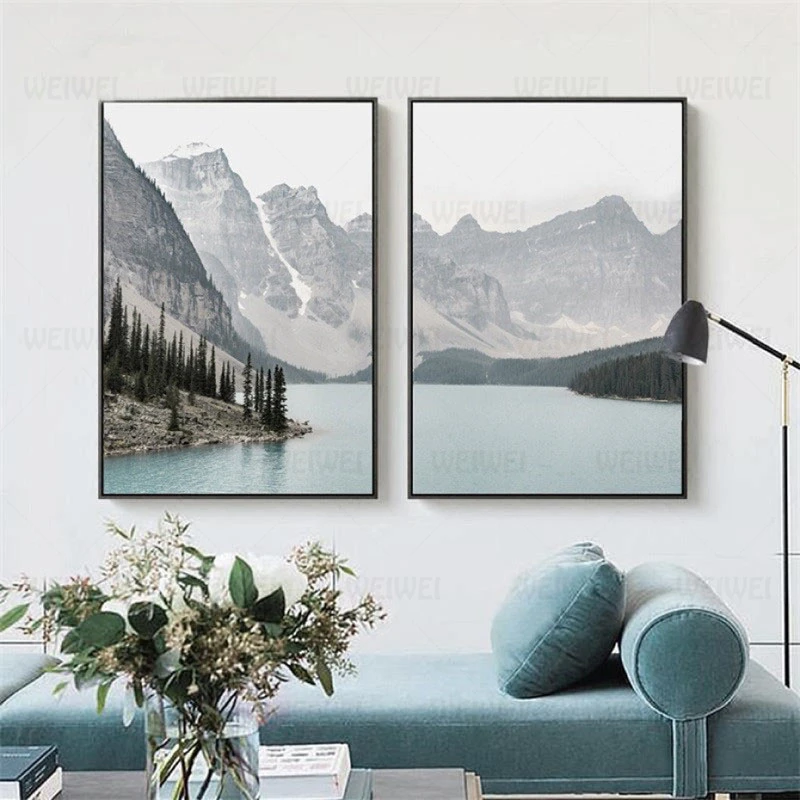 

Nordic Landscape Mountain Lake Canvas Paintings Home Decoration Living Room Wall Art Pictures Nature Scenery Posters And Prints