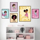 Декор для спальни для девочек-подростков, картины на холсте, вдохновляющие цитаты, мультяшная черная девушка, настенные художественные плакаты, Современный домашний декор