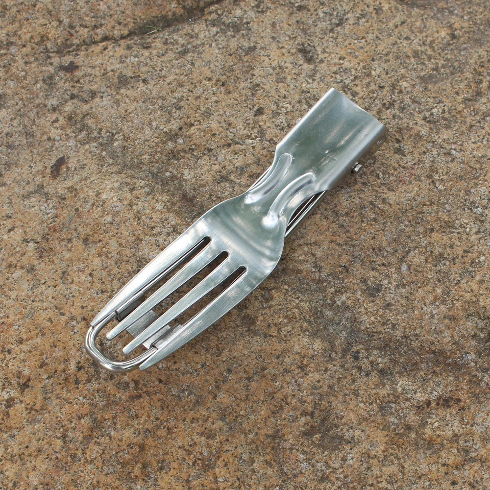 Складная ложка вилка из нержавеющей стали портативная для отдыха на природе