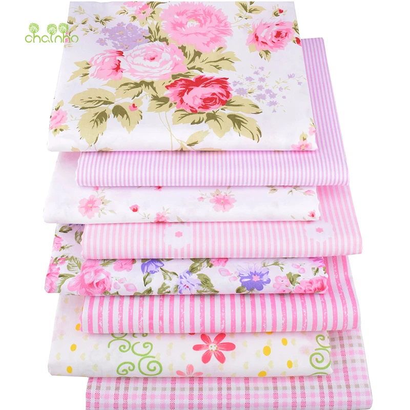 Chainho Новая розовая саржевая хлопчатобумажная ткань с цветочным принтом для