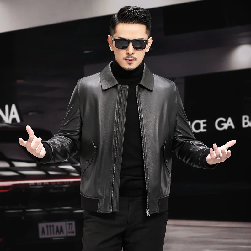 

2021 100% Genuine Leather Jackets Male Autumn Spring Cowhide Leather Jacket Black Korean Men's Clothing Chaquetas Hombre Gmm486