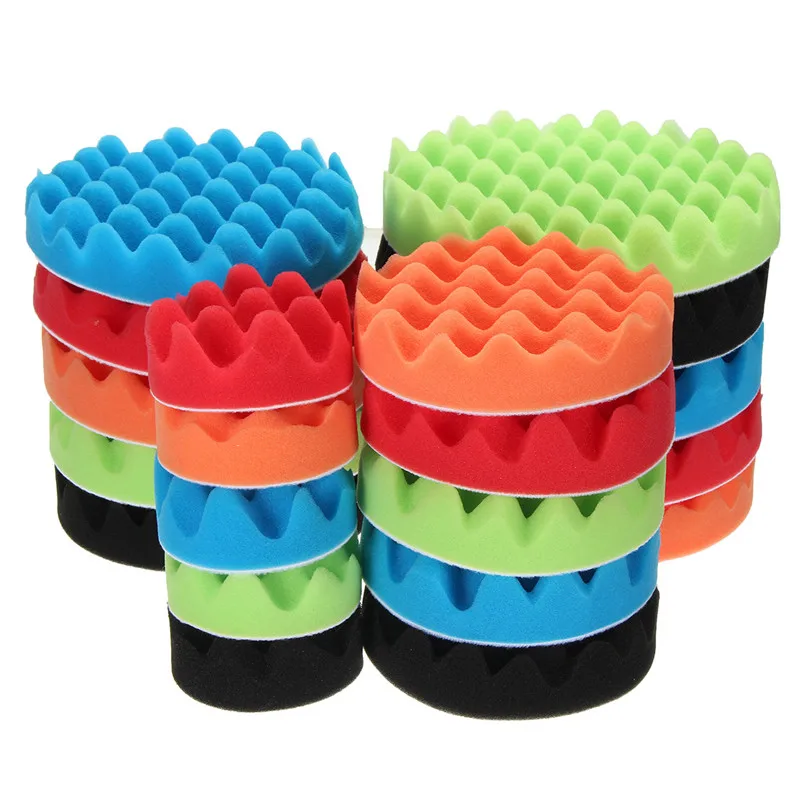 

7Pcs 3/5/6/7" High Gross Polishing Waxing Buffing Pad Sponge Kit Set For Auto Car Truck Boat Polisher Adhesive Backer Pad Tools