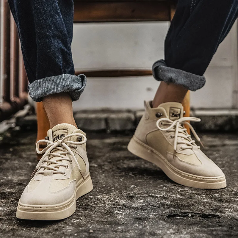 

High Quality Lace-Up Breathable British Style Retro Casual Shoes Man Platform Solid Color Denim Board Shoes Student Men Shoes