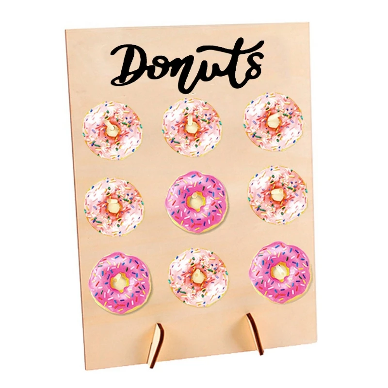

T5EF Donut Display Stand Reusable Donut Holder Donut Bagels Holders Doughnuts Board Fits 9 Doughnuts for Birthday Party
