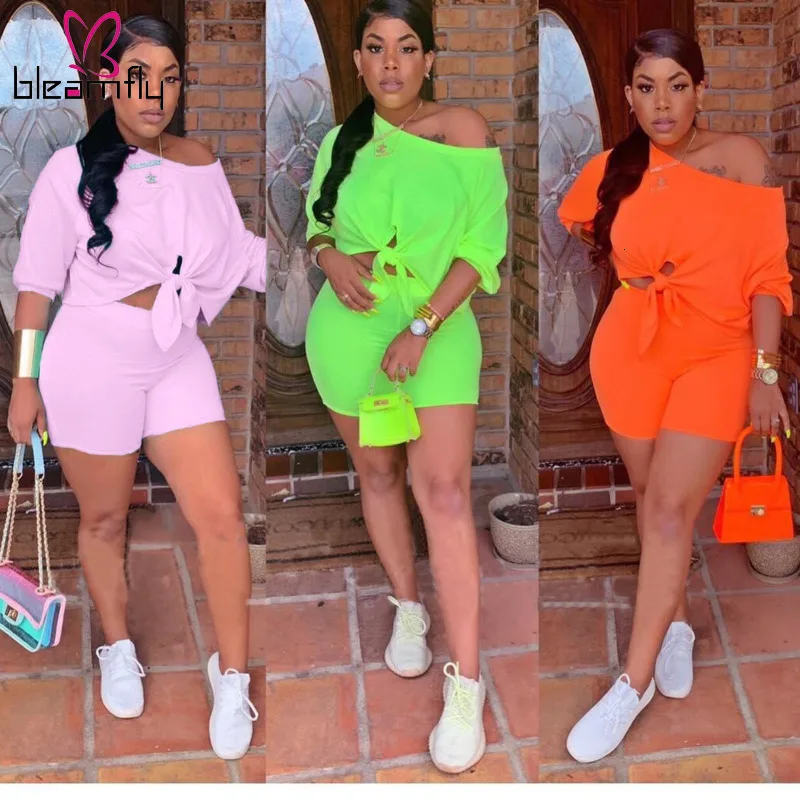 2019 женский новый летний костюм с рукавом три четверти топ открытыми плечами и