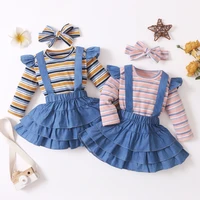 baywell 0 24m autumn baby girl skirts clothes set newborn girls long sleeve pattern romperstrap skirtheadband 3ps infant sets