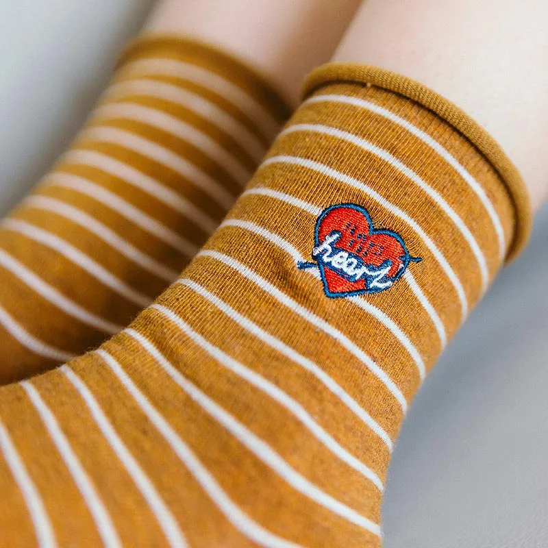 COSPLACOOL/теплые носки с вышивкой и надписью сердце забавные в полоску Harajuku