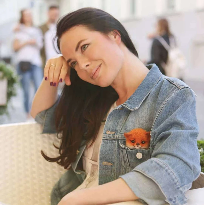 Брошь из войлока в виде лисы собаки кошки