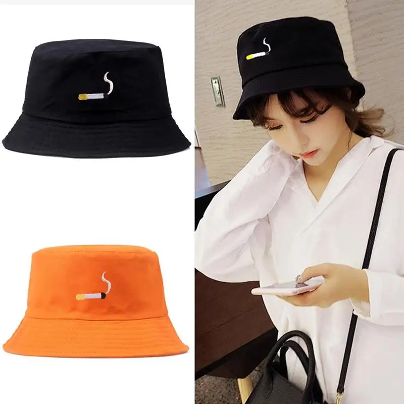 Унисекс Панама шапки для рыбаков отдыха модные женские с вышивкой сигарет Боба