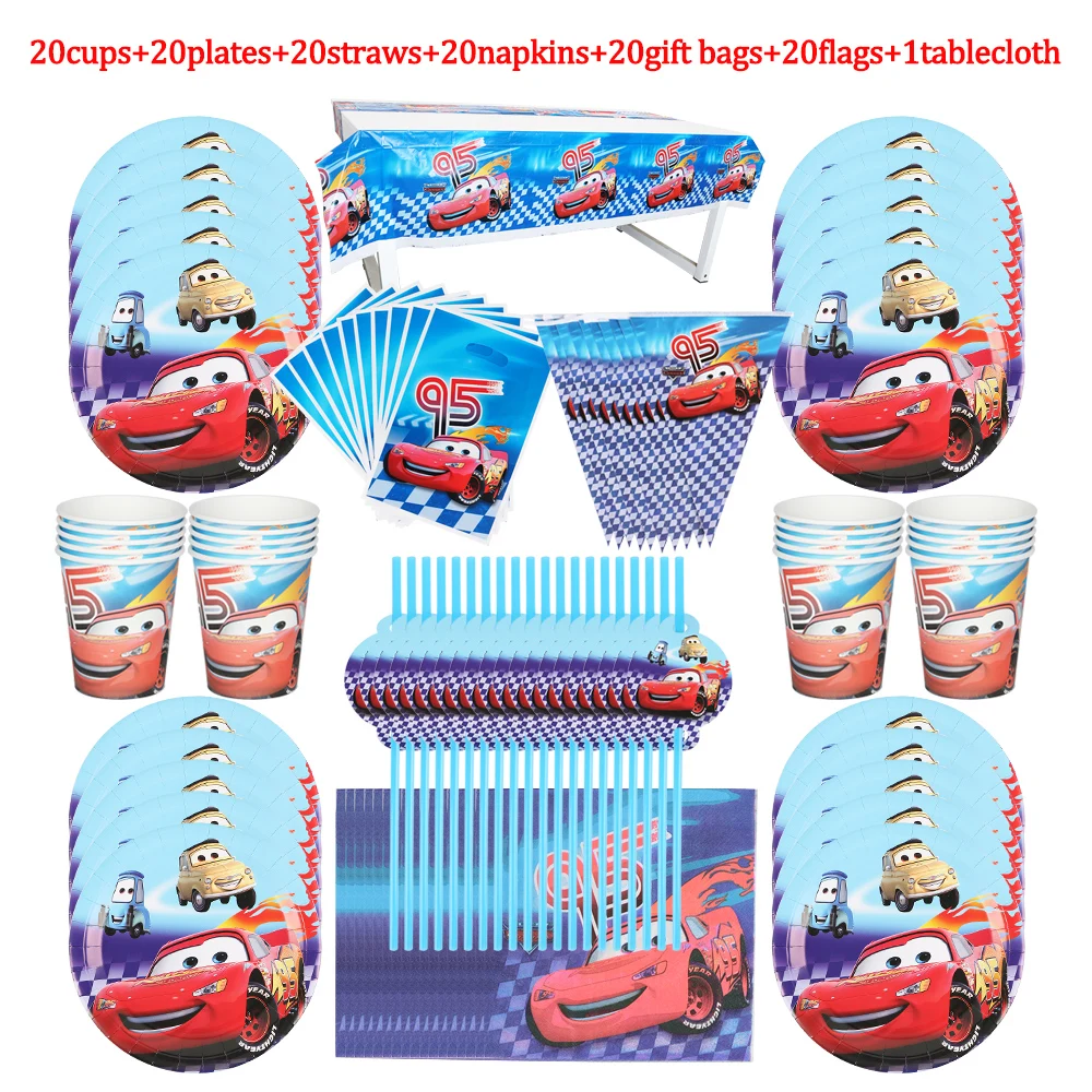 

Disney Cars Lightning McQueen Theme Party Supplies Disposable Tableware Boy Birthday Decoration Baby Shower Celebrate Gifts